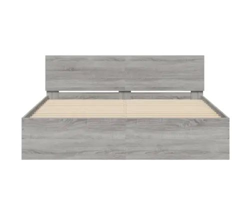 Gultas Rāmis Ar Galvgali, Pelēka Ozola Krāsa, 150X200 Cm Vidaxl