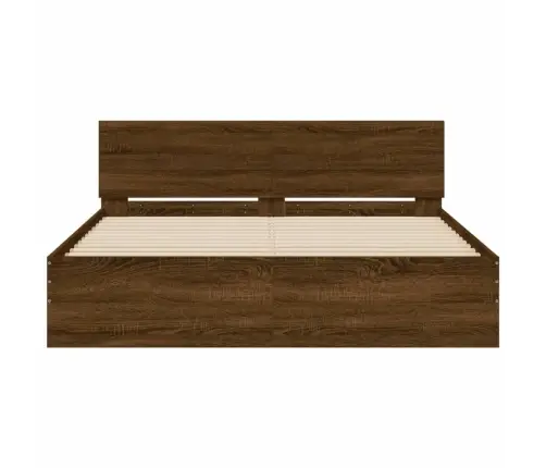 Gultas Rāmis Ar Galvgali, Brūna Koka Krāsa, 140X200 Cm Vidaxl