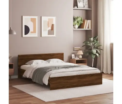 Gultas Rāmis Ar Galvgali, Brūna Koka Krāsa, 140X200 Cm Vidaxl