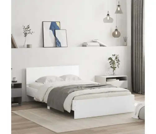 Gultas Rāmis Ar Galvgali, Balts, 120X200 Cm Vidaxl