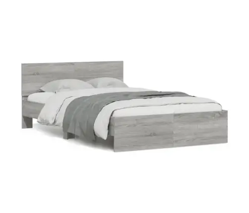Gultas Rāmis Ar Galvgali, Pelēka Ozola Krāsa, 120X200 Cm Vidaxl