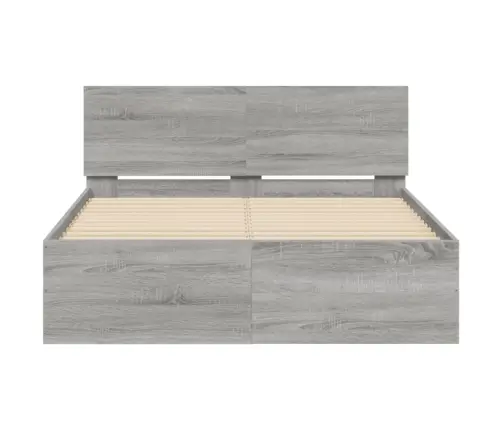 Gultas Rāmis Ar Galvgali, Pelēka Ozola Krāsa, 120X200 Cm Vidaxl