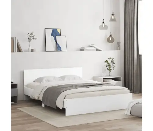 Gultas Rāmis Ar Galvgali, Balts, 140X190 Cm Vidaxl