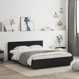 Gultas Rāmis Ar Galvgali, Melns, 140X190 Cm Vidaxl