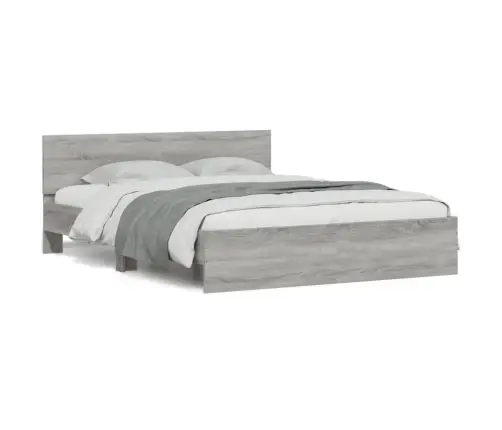 Gultas Rāmis Ar Galvgali, Pelēka Ozola, 140X190 Cm Vidaxl