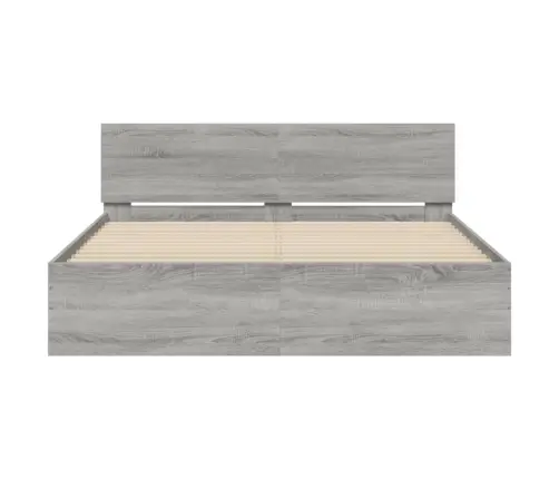 Gultas Rāmis Ar Galvgali, Pelēka Ozola, 140X190 Cm Vidaxl