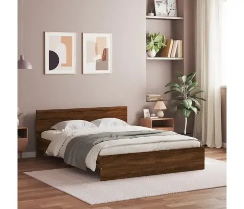 Gultas Rāmis Ar Galvgali, Brūna Koka Krāsa, 140X190 Cm Vidaxl