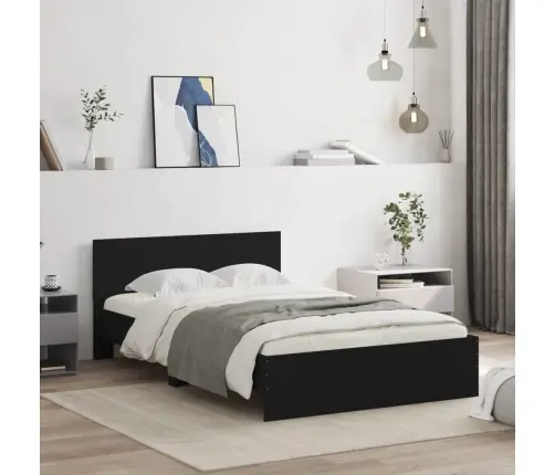 Gultas Rāmis Ar Galvgali, Melns, 135X190 Cm Vidaxl