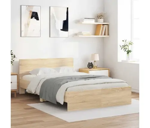 Gultas Rāmis Ar Galvgali, Koka Krāsa, 135X190 Cm Vidaxl