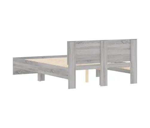 Gultas Rāmis Ar Galvgali, Pelēka Ozolkoka, 135X190 Cm Vidaxl