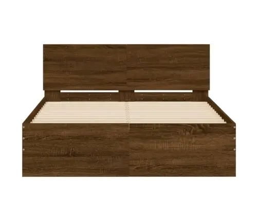 Gultas Rāmis Ar Galvgali, Brūna Ozola, 135X190 Cm Vidaxl