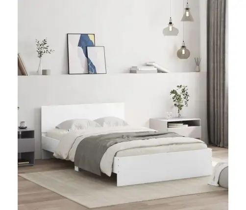 Gultas Rāmis Ar Galvgali, Balts, 120X190 Cm Vidaxl