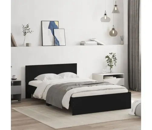 Gultas Rāmis Ar Galvgali, Melns, 120X190 Cm Vidaxl