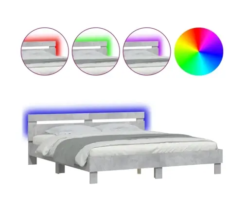 Lovos Rėmas Su Galvūgaliu Ir Led, Betono Pilkas, 200X200Cm