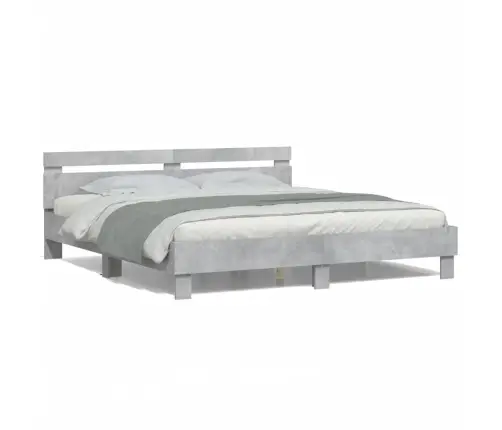 Lovos Rėmas Su Galvūgaliu Ir Led, Betono Pilkas, 200X200Cm