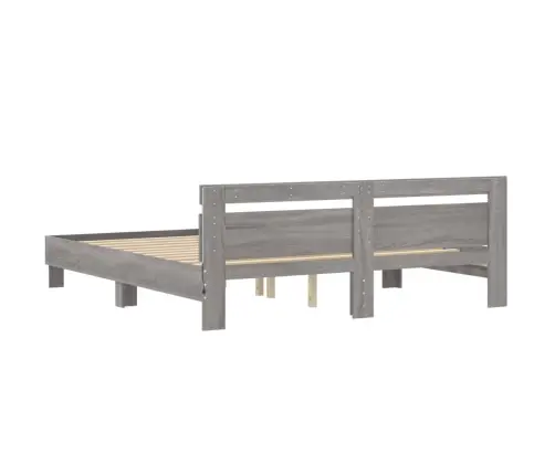 Gultas Rāmis Ar Galvgali Un Led, Pelēka Ozola Krāsa, 200X200 Cm Vidaxl