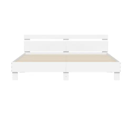 Gultas Rāmis Ar Galvgali Un Led, Balts, 180X200 Cm Vidaxl