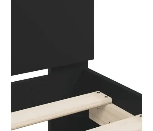 Gultas Rāmis Ar Galvgali Un Led, Melns, 180X200 Cm Vidaxl