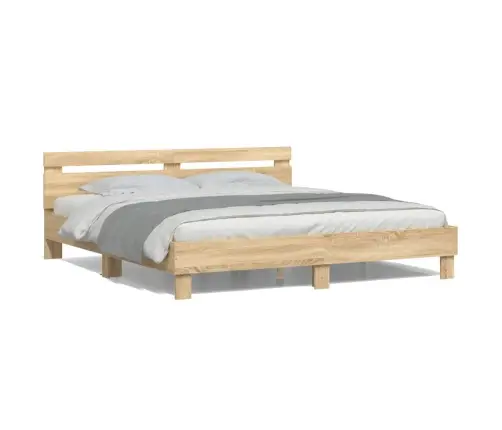 Lovos Rėmas Su Galvūgaliu Ir Led, Sonoma Ąžuolo, 180X200Cm