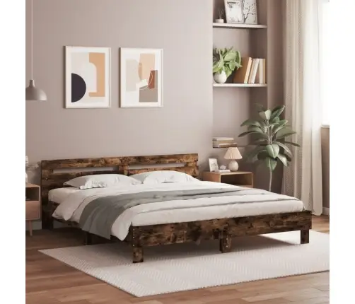 Lovos Rėmas Su Galvūgaliu Ir Led, Dūminio Ąžuolo, 180X200Cm