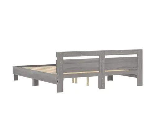 Led-Tulede Ja Peatsiga Voodiraam,Hall Sonoma Tamm, 180 X 200 Cm