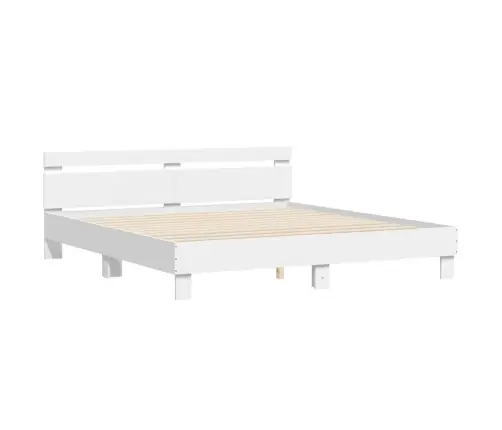Gultas Rāmis Ar Galvgali Un Led, Balts, 160X200 Cm Vidaxl