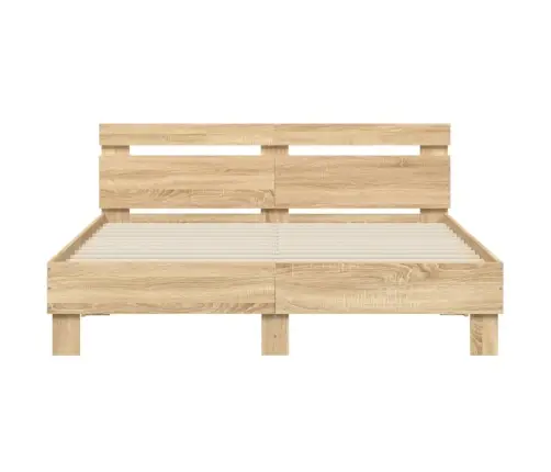 Led-Tulede Ja Peatsiga Voodiraam, Sonoma Tamm, 150X 200 Cm