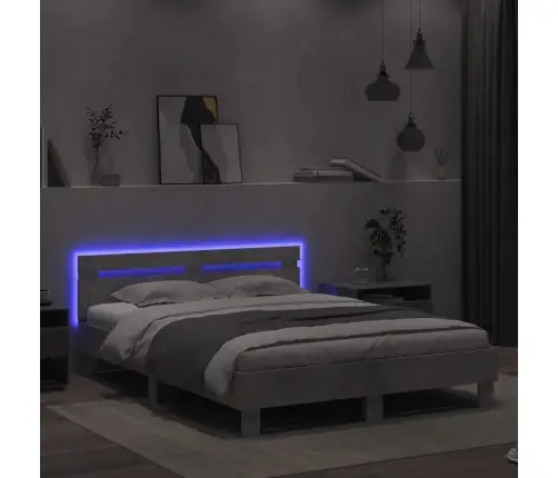 Led-Tulede Ja Peatsiga Voodiraam, Betoonhall, 140 X 200 Cm