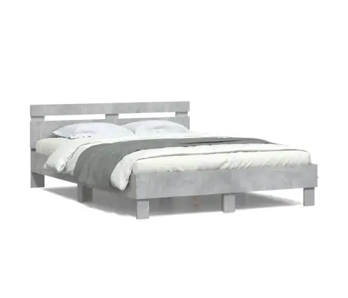 Led-Tulede Ja Peatsiga Voodiraam, Betoonhall, 140 X 200 Cm