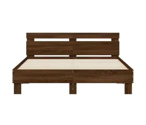 Led-Tulede Ja Peatsiga Voodiraam, Pruun Tamm, 140 X 200 Cm