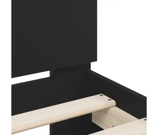 Gultas Rāmis Ar Galvgali Un Led, Melns, 120X200 Cm Vidaxl