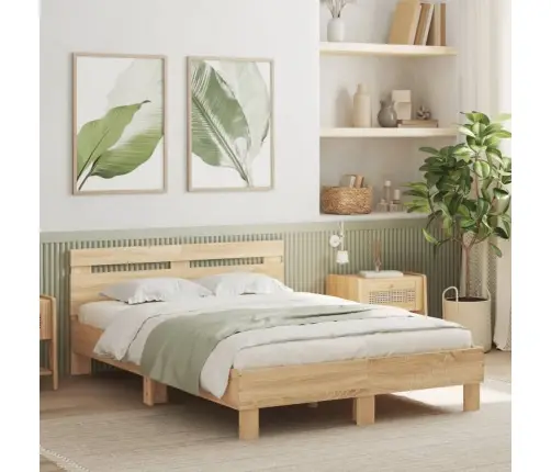 Lovos Rėmas Su Galvūgaliu Ir Led, Sonoma Ąžuolo, 120X200Cm