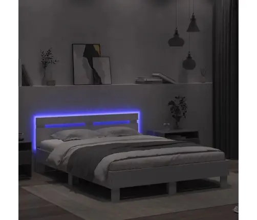 Gultas Rāmis Ar Galvgali Un Led, Balts, 140X190 Cm Vidaxl