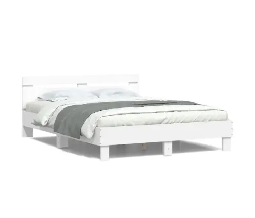 Gultas Rāmis Ar Galvgali Un Led, Balts, 140X190 Cm Vidaxl