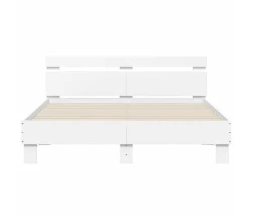 Gultas Rāmis Ar Galvgali Un Led, Balts, 140X190 Cm Vidaxl