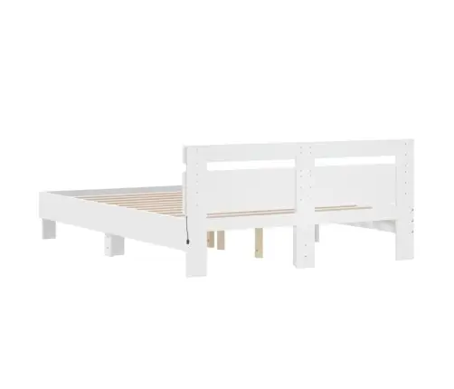Gultas Rāmis Ar Galvgali Un Led, Balts, 140X190 Cm Vidaxl