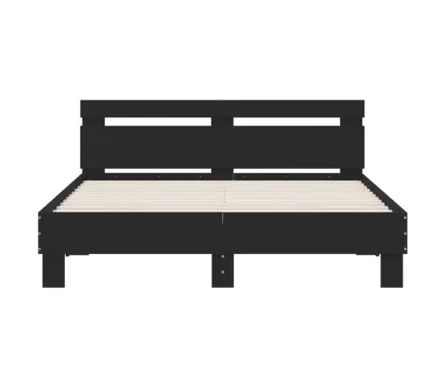 Gultas Rāmis Ar Galvgali Un Led, Melns, 140X190 Cm Vidaxl