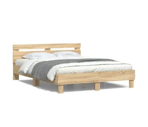 Lovos Rėmas Su Galvūgaliu Ir Led, Sonoma Ąžuolo, 140X190Cm