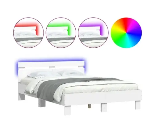 Gultas Rāmis Ar Galvgali Un Led, Balts, 135X190 Cm Vidaxl