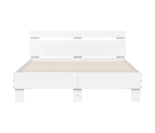 Gultas Rāmis Ar Galvgali Un Led, Balts, 135X190 Cm Vidaxl