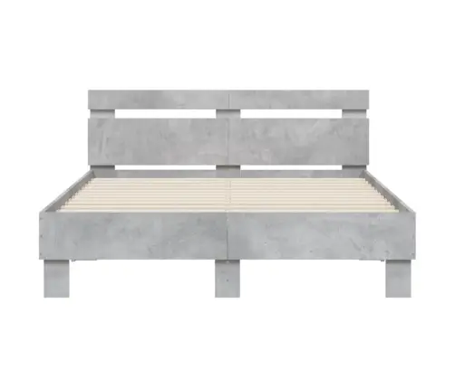 Gultas Rāmis Ar Galvgali Un Led, Betona Pelēks, 135X190 Cm Vidaxl