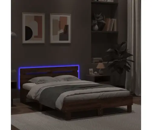 Lovos Rėmas Su Galvūgaliu Ir Led, Rudas Ąžuolo, 135X190Cm