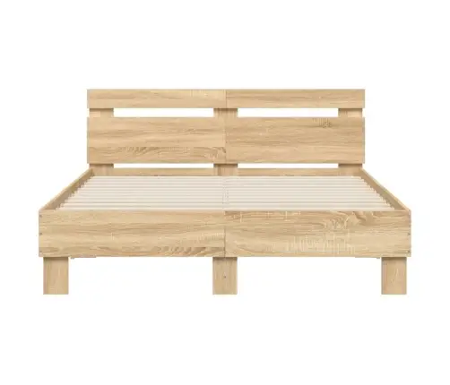 Gultas Rāmis Ar Galvgali Un Led, Koka Krāsa, 120X190 Cm Vidaxl