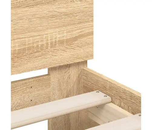 Gultas Rāmis Ar Galvgali Un Led, Koka Krāsa, 120X190 Cm Vidaxl