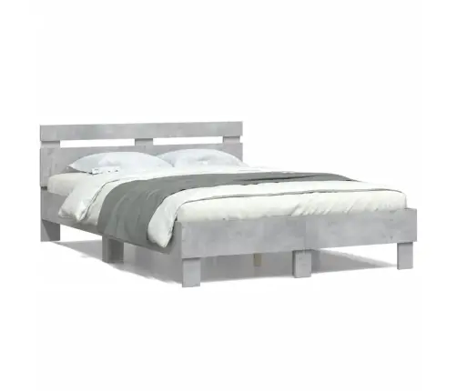 Lovos Rėmas Su Galvūgaliu Ir Led, Betono Pilkas, 120X190Cm