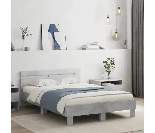 Lovos Rėmas Su Galvūgaliu Ir Led, Betono Pilkas, 120X190Cm