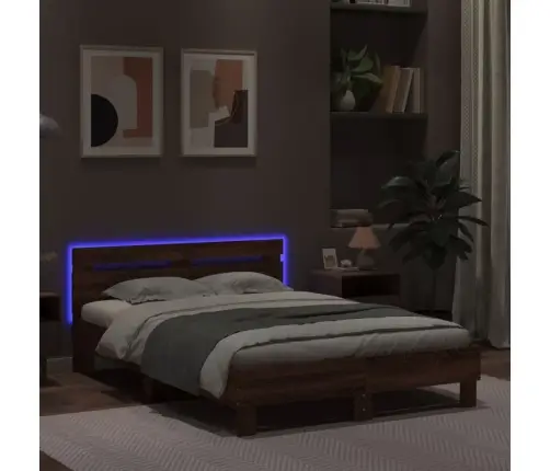 Led-Tulede Ja Peatsiga Voodiraam, Pruun Tamm, 120 X 190 Cm