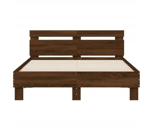 Led-Tulede Ja Peatsiga Voodiraam, Pruun Tamm, 120 X 190 Cm