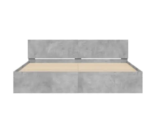 Led-Tulede Ja Peatsiga Voodiraam, Betoonhall, 200 X 200 Cm