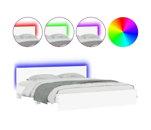 Gultas Rāmis Ar Galvgali Un Led, Balts, 180X200 Cm Vidaxl